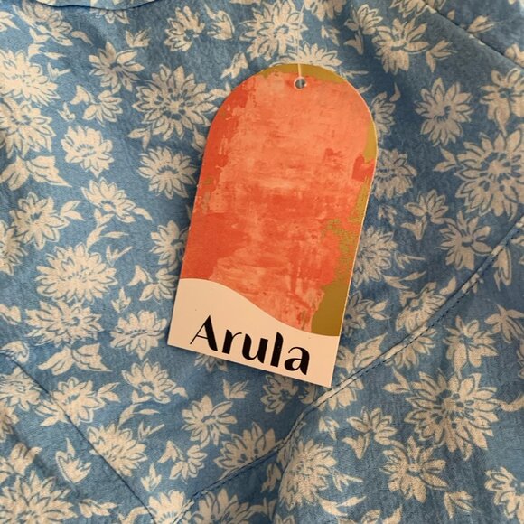 Arula 2X Light Blue Floral Dress Sleeveless Lace Mini Lined Sundress NWT - Picture 9 of 13